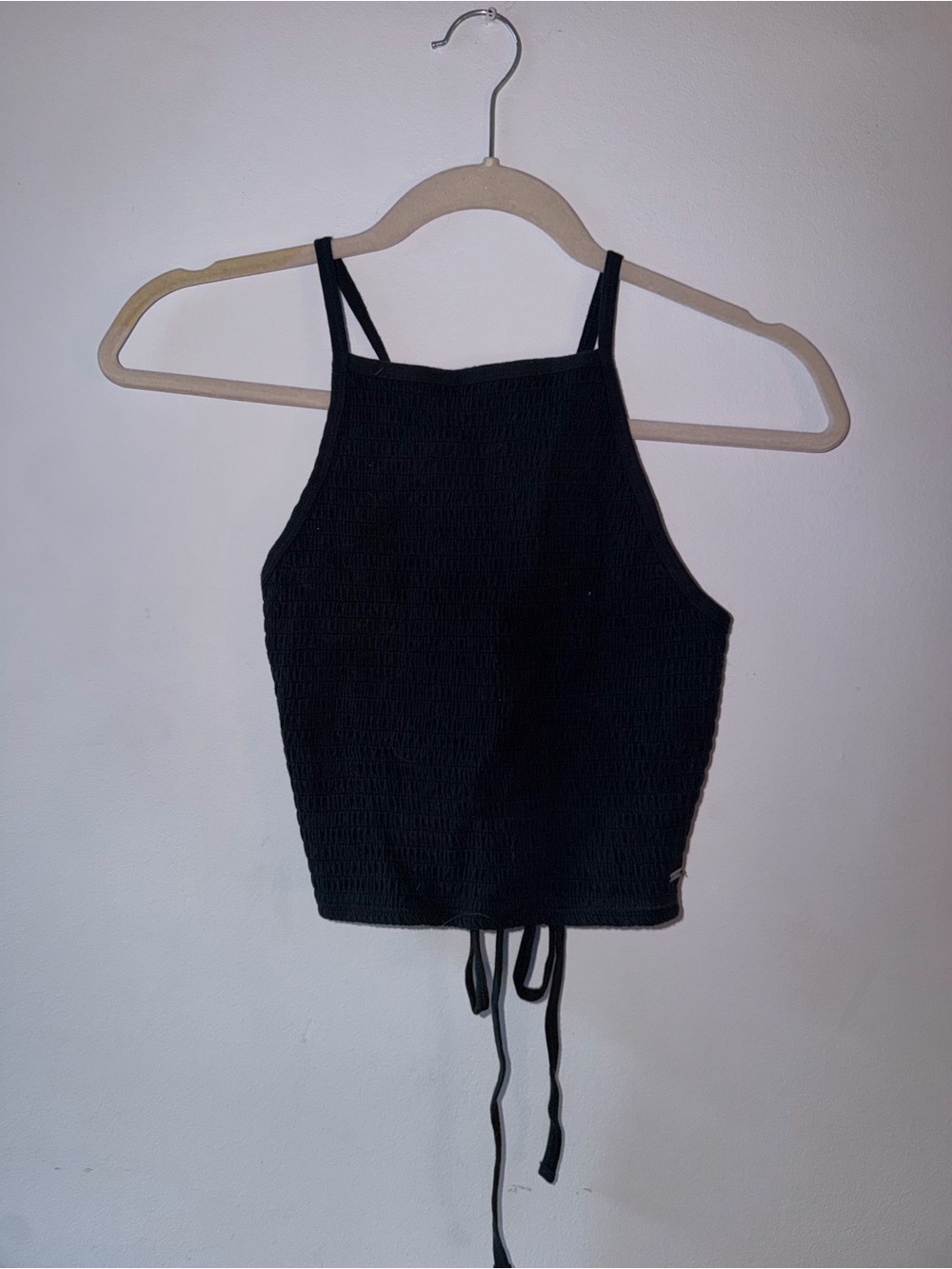 Hollister Black Smocked Cropped Camisole Tank
